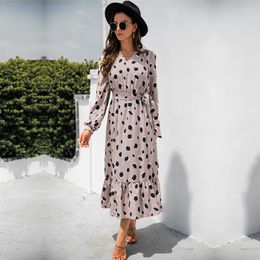 Casual Dresses Fashionable Women's 2022 Autumn Sexy V Neck Pointed Split Long Sleeve Lace Up Dress For Ladies All Match