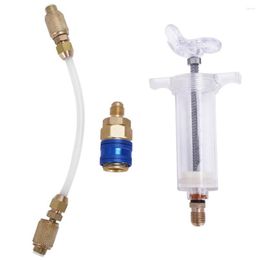 Car Washer Clear Hose A/C Oil Dye Injector 30ml With Low Side Quick Coupler 1/4 SAE R-134a