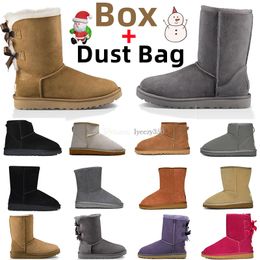 Heißverkaufte Australia Boots Damen Ultra Mini Booties Plateaustiefel Fell Tasman Shearling Wolle Winter Australian Ankle Snow Booties Ugglies Satin Ankle Boot Braun