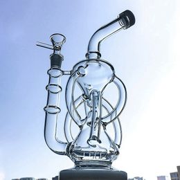 Ship By Sea 11 Inch Recycler Bongs Hookahs Inline Perc Percolator Glass Water Pipes 14mm Female Joint Oil Dab Rigs Bong With Bowl