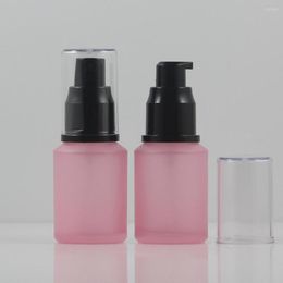 Storage Bottles Empty 30ml Lotion Bottle Pink Frosted Glass Spray Pump Container