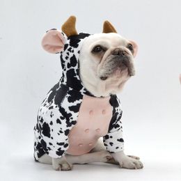Dog Apparel French Bulldog Cos Cow Clothes Pug Dog Clothing Hoodie Funny Pet Costume Poodle Schnauzer Frenchie Dog Coat Outfit Apparel 221027