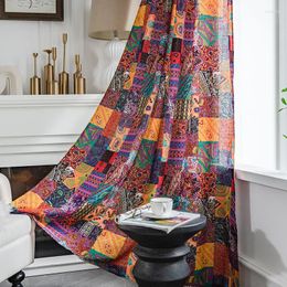 Curtain Bohemian Retro Ethnic Style Cotton Linen Thin Window Decorative Boho Printing Bedroom Finished Curtains