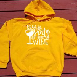 Women's Hoodies Dear Santa Just Bring Wine Funny Slogan Lover Christmas Pulloves Cotton Harajuku Women Sweatshirt Full Sleeve Shirt