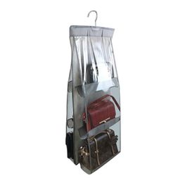 6 Pocket Storage Baskets Foldable Hanging Handbag Organiser Wardrobe Closet Transparent Bag Door Wall Clear Sundry Shoe Bag Hanger Pouc ZXF34