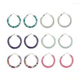 Hoop Earrings 5mm Bohemian Flat Round Polymer Clay Spacer Beads 6 Colours Women Circled Summer Beach Jewellery Accessories