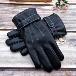 Cycling Gloves ather Touch Screen Winter Men Genuine Black Real Sheepskin Wool Lining Warm Driving L221024