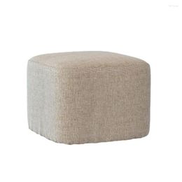 Chair Covers Dustproof Linen Cotton Square Stool Cover For Wood Footstool Ottoman Pouffe Various Colour