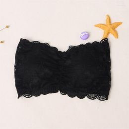 Bustiers & Corsets Sexy Summer Women Strapless Bra Lace Tube Top Bandeau Crop Tank Seamless Padded Underwear ENDQ