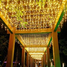 Strings 4M LED Icicle String Lights Fairy Christmas Droop 0.6M Outdoor For Wedding Decorative Holiday Decoration Waterproof