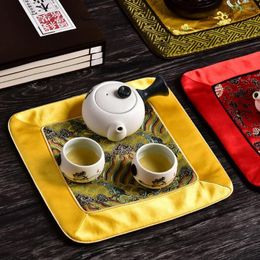 Table Mats 2pcs/lot 25x25cm Chinese Retro Satin Placemat Insulation Pad Household Multi-purpose Mat Soup Bowl