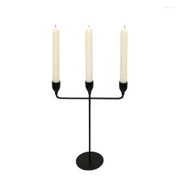 Candle Holders Creative Three Arms Metal Candlestick Black Pillar Holder Wedding Party Christmas Props Romantic Home Decoration