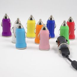 phone bullet UK - Colorful Bullet Mini USB Car Charger Portable 5V 1A Charger Adapter Socket For Samsung Huawei Mobile Phone Tablet