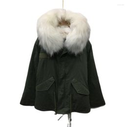 Women's Fur White Faux Parka Short Style For Women Winter Casual Female Overcoat With Collar