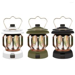 Portable Lanterns Retro Camping Lantern Rechargeable Outdoor Lamp Household 3 Modes Dimmable Light Tent Emergency Campsite Lights