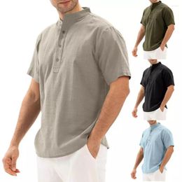 Men's Casual Shirts Men Shirt Top Stand Collar For Street Trendy Comfortable
