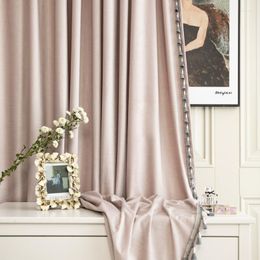 Curtain Modern Curtains For Living Room Bedroom Dining Luxury Transverse Process Finished Custom Dirty Nude Pink Macrame