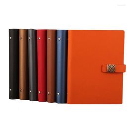 RuiZe Fashion Magnetic Buckle Spiral Notebook A5 Leather Notepad Planner 6 Ring Binder Loose Leaf Note Book Can Be Refilled