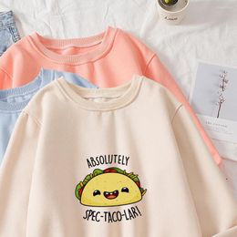 Women's Hoodies Hamburger Cartoon Sweatshirt Women Kawaii For Teen Girls Crewneck Cotton Pullover Ulzzang Spring Loose Womens Clothing