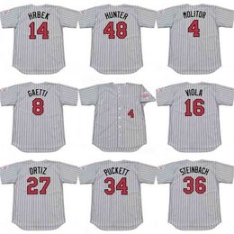 Proword C202 men 8 GARY GAETTI 4 PAUL MOLITOR 16 FRANK VIOLA 14 KENT HRBEK 36 TERRY STEINBACH 34 KIRBY PUCKETT 48 TORII HUNTER baseball Jersey