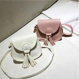 Backpacks Brand Children Girls Small Shoulder Bag Kids Sweet PU Leather Waist Bag Crossbody Handbags Satchel with Fringe Decoration 221027