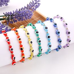 Turkey Colourful Evil Eye Bracelet Women Handmade Rope Chain Crystal Lucky Eyes Beads Bracelets Girl Party Jewellery Gift