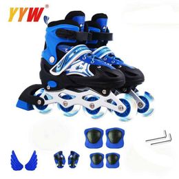 Ice Skates Kids Adult Roller Shoes Sliding Adjustable Inline Illuminating Wheel Free L221014