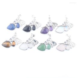 Pendant Necklaces 8Pcs/Lot Angel Goddess Pendants Teardrop Crystal Tigers Eye Lapis Natural Stone Beads Dangle Charms For Women Jewellery