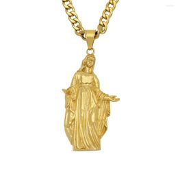 Pendant Necklaces Fashion 316L Stainless Steel Virgin Mary Women Men's Anniversary Necklace Religion Hip Hop Jewellery Unisex Accessories