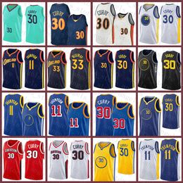 21 New Basketball Jersey Stephen 30 Curry James 33 Wiseman Mens Klay 11 Thompson Youth Kids Black