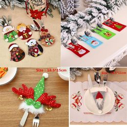 Christmas Decorations Dinner Decoration Tableware Hat Reindeer Year Pocket Fork Cutlery Holder Home Party Day