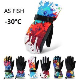 Ski Gloves As Fish Professional Adult Teenager Snowboard Motorcycle Winter Thermal Riding Climbing Waterproof Snow L221017