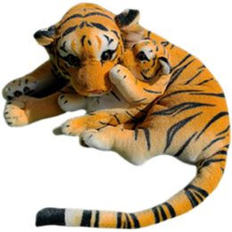 Cute Animal Little Tiger Plush Toy Big Simulation Mom Kids Tigers Stuffed Doll for Boy Girl Christmas Gift 45cm DY10117