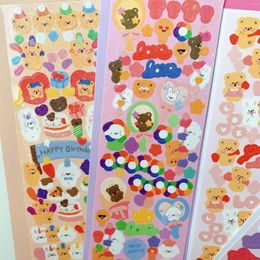 Gift Wrap Korean Cherry Blossom Bear Party Scene Goo Card Sticker DIY Scrapbook Landscap Collage Mobile Star Chasing Decoration