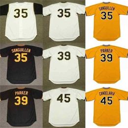 Proword C202 Men 35 MANNY SANGUILLEN 39 DAVE PARKER 45 JOHN CANDELARIA 11979 Baseball Jersey