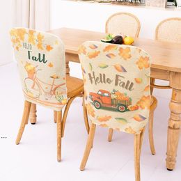 Fall Chair Covers with Truck Pumpkin Harvest Farmhouse Seat Protector Slipcovers Thanksgiving Decorations GCC157