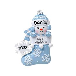 Personalised Socks Christmas Tree Decorations DIY Snowman Pendant Ornaments Room Decor RRC211