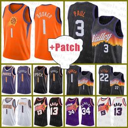 2021 New Basketball Jersey Devin 1 Booker Chris 3 Paul Deandre 22 Ayton Steve 13 Nash Charles 34 Barkley Pink Green