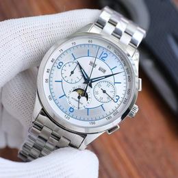 Men's new mechanical watch 40mm silver case 759 super movement upgrade version fully automatic chain calendar multifunctional timer delicate elegant luxury watch