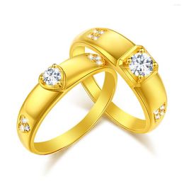 Cluster Rings Luxury 925 Sterling Silver Lovers' Moissanite Ring Gold Plated Matching Round Anniversary Couples Trend Fine