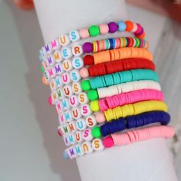 Strand 9Colors Polymer Clay Beads Bracelet Chip Disk Loose Spacer Handmade Summer Charm Bracelets For Women DIY Jewelry