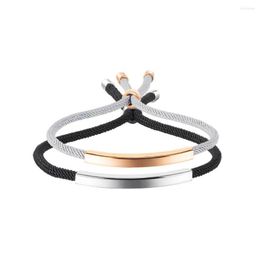 Link Bracelets Stainless Steel Minimalist Gold Delicate Black Rope Chain Long Bar Rose Bracelet Bangle Jewellery Gift For Him