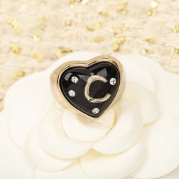 2022 Luxury quality charm punk band ring with diamond and black color design have box stamp PS3452A