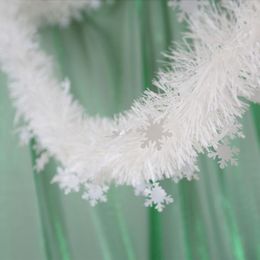 Christmas Decorations 2M Snowflake Rattan Tinsel Garland Tree Ornaments Metallic Foil White Wire Xmas Year Party Decor