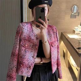 Chan New Women's brand jacket Fashion top-grade autumn winter logo tweed coat overcoat Leisure Spring Coats cardigan Women birthday Christmas Gift