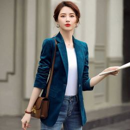 Women's Suits Blazers Women Blazer Corduroy Long Sleeve Retro Business Work Temperament Lapel Neck Loose Casual Solid Jackets 2022 New Spring Autumn T221027