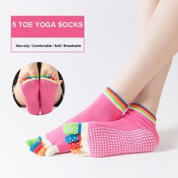 Sports Socks 1 Pair Gym High Quality Full Fingers Yoga Silicone Non Slip Indoor Footwear Women Pilates Ballet Barefoot Workout