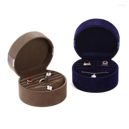 Gift Wrap 1Pcs 11x10x7cm Brown/bule Ribbon Flannelette Jewellery Box Earring /Ring Pendant Semi-circular Packaging