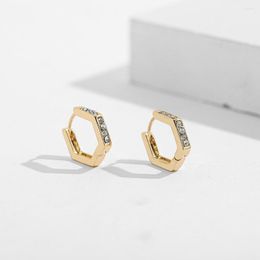 Hoop Earrings 2022 Trendy CZ Crystal Huggies Earring For Women Geometric Hexagon Zircon Small Circle Statement Jewellery