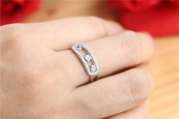 New move stone finger couple rings cz moving rings for women wedding ring 925 sterling silver france brand Jewellery